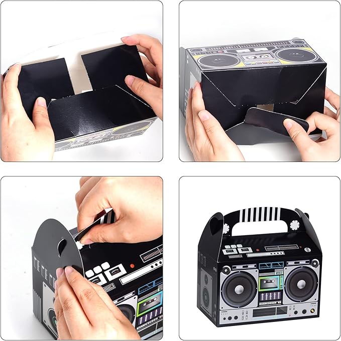 12 Pieces 80s 90s Novelty Boom Favor Boxes Boombox Prop Radio Decorations Table Centerpieces Decor for Retro 1980s Theme Hip Hop Party Favors