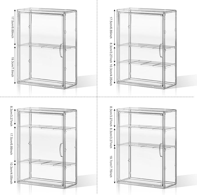 Clear 4 Tiers Acrylic Display Case for Figures Collectibles Wall Mounted Hobby Figurine Display Case with Shelves, Display Shelf Storage Box for Labubu Pop Mart, Action Figures, XXL, 1 Pack