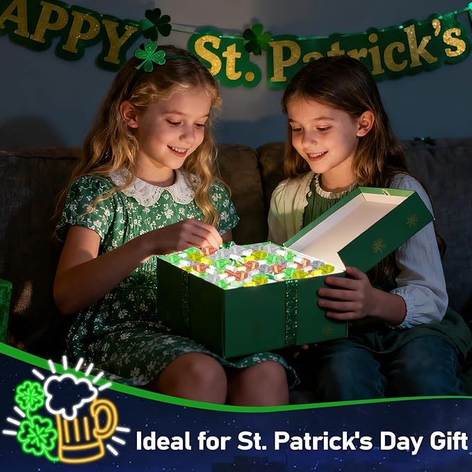 36Pcs St. Patrick's Day LED Finger Lights Shamrock Gold Coin Party Favors Glow in the Dark Light Up Finger Lights Themed Toys Bulk for Birthday Party Goodie Bag Stuffer Birthday Gifts Classroom Prize