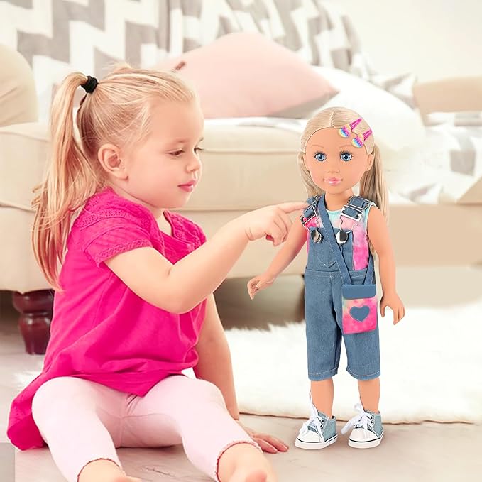 Ecore Fun 18 Inch Girl Doll Playset with 8 Pcs Accessories - Clothes, Shoes, Bag & Hairpin - 18" Dolls Set Perfect for Girls and Kids (with Doll)