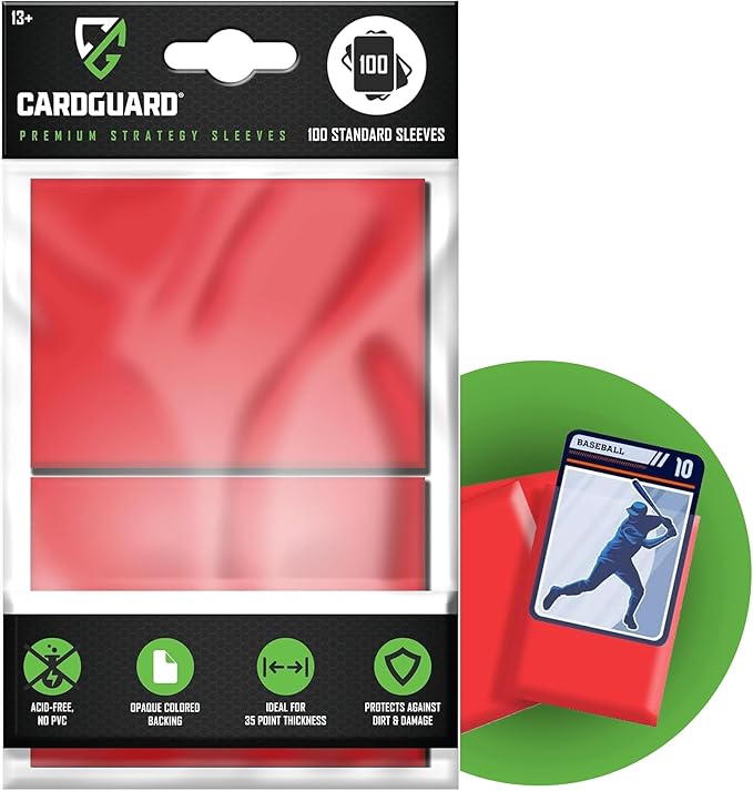 Premium Clear Card Sleeves, 100ct – Standard Size Penny Sleeves for Pokémon, Sports Cards, Baseball, Football, and Collectible Trading Cards – Acid-Free, PVC-Free, Durable Protection, Red