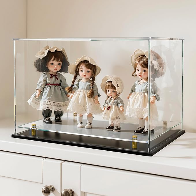 Acrylic Display Case with Floating Shelf & Thick Base – UV-Protected Collectible Showcase for Souvenirs, Figurines, and Memorabilia (14.5" Lx11 Wx11 H)