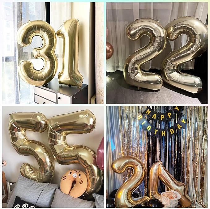 40 Inch Light Gold 23 Number Balloons White Gold Giant 32 Foil Mylar Helium Large Digital Balloon Champagne Gold Birthday Numbers Jumbo Balloons 23rd or 32nd Anniversary Party Decorations Supplies