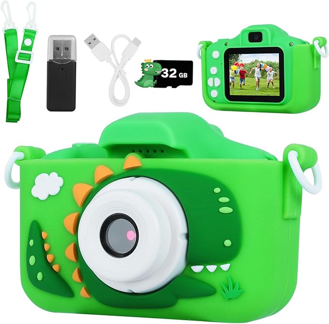 Upgrade Dinosaurs Digital Camera for Kids: Dual Lens Camera Toys for 3-12 Boys Girls - 1080P HD Selfie Digital Video Camera for Children - Christmas Birthday Gifts for 3 4 5 6 7 8 9 Year Old
