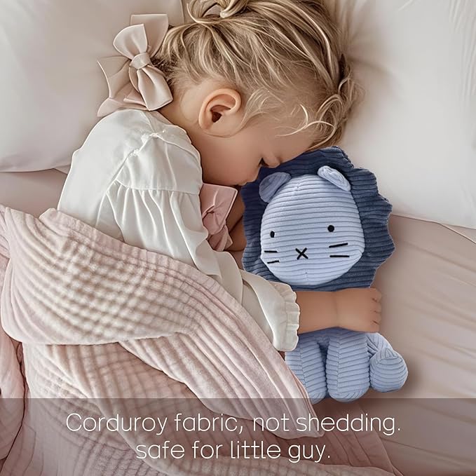 Lion Plush Corduroy (Blue) 11" Stuffed Animal for Baby, Toddler, Kids, Adults - Lion Corduroy Toy-Adorable Toy Made from Kid-Friendly, Quality Material