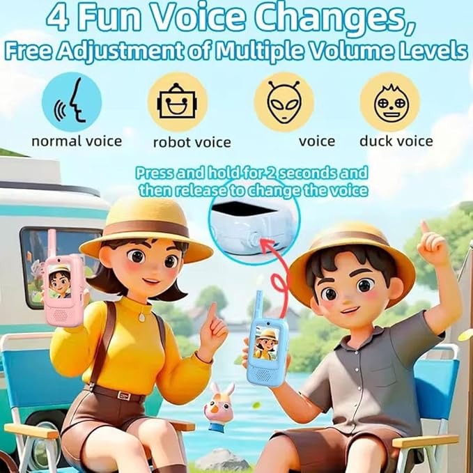 Video Walkie Talkies for Kids,2 Pack Rechargeable Video Intercom Kids Walkies Talkies, Indoor Outdoor Toys for Family Games, Outside, Camping, Hiking for Boys Girls Ages 3-12