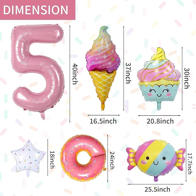 Donut 5th Birthday Decorations: Sweet Party Supplies with Foil Balloons, Backdrops for Girls