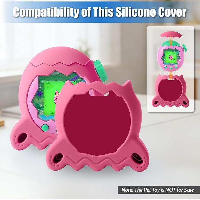 Silicone Case for Tamagotchi Paradise Electronic Pet, Protective Cover with Screen Protector and Lanyard for Tamagotchi Paradise Accessories (Pink)