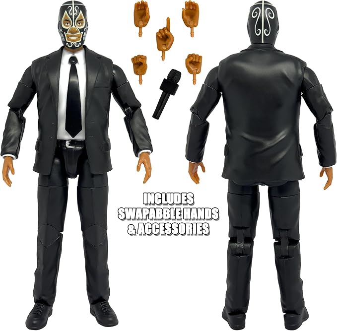 Ultimate Talking Wrestling Ring Announcer with Mexican Mask Figure for Wrestling Figures