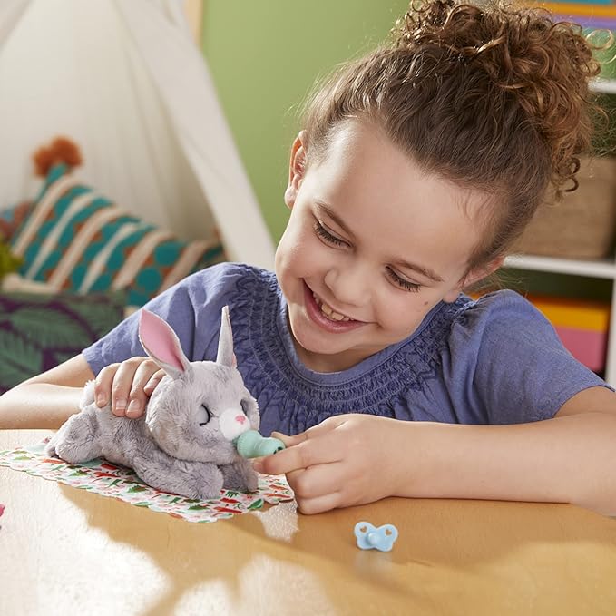 FurReal Hasbro Newborns Bunny Interactive Animatronic Plush Toy: Electronic Pet with Sound Effects and Closing Eyes, for Kids Ages 4 and up