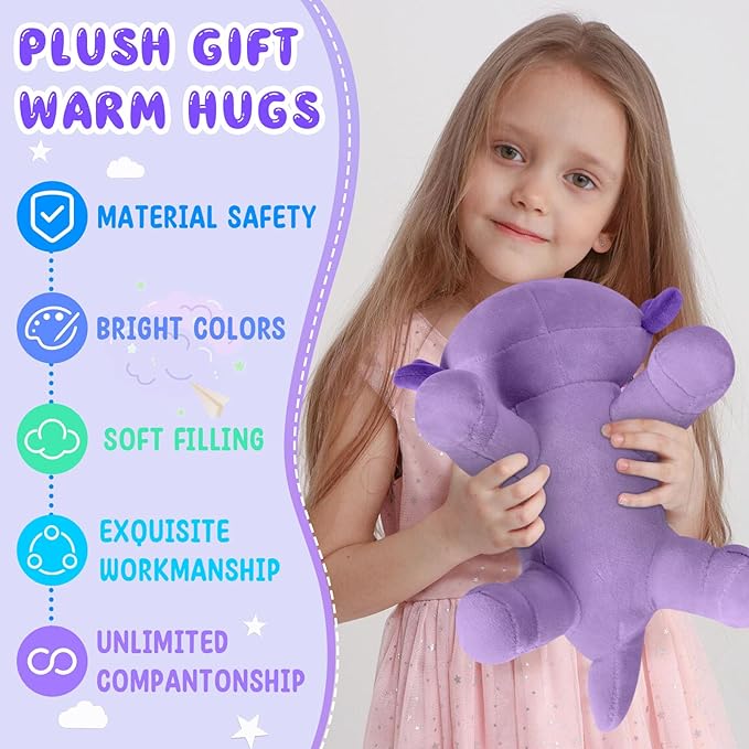 10.8 inch Plush Axolotl Stuffed Animal, Axolotl Plush Toys, Cute Stuffed Cotton Plush Pillow Kawaii Salamander Gifts for Girls & Boys, Plushies has (Purple Axolotl)