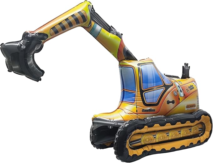 Self Standing 4D Construction Balloon Large Excavator Armed Forces Engineering Vehicle Balloon For Boys Construction Birthday Theme Party Decoration Supplies