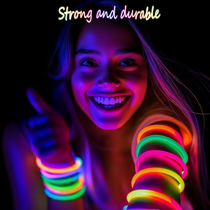 300 Ultra Glow sticks bulk party pack，8" Neon Glowsticks Easter Party Favors，Glow sticks for kids，Halloween Glow in the Dark Party Supplies Pack、With Bracelets and Necklaces