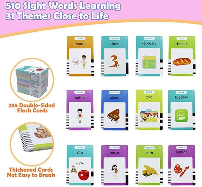 Talking Flash Cards - Kids Speech Trainer, Portable Learning Device, Audio Word Cards, Pocket Study Tool | Interactive Vocabulary System Portable Early Education Practice for toddlerse