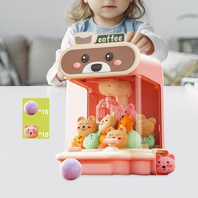 Electronic Arcade Claw Machine, Mini Candy Dispenser Exciting Holiday Present for Boy and Girls Kids Vending Toy, Pink