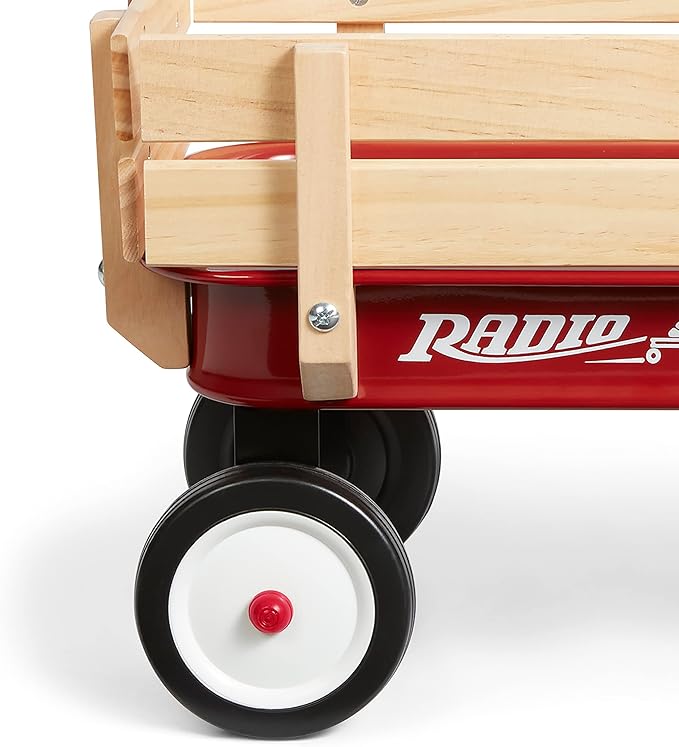 Radio Flyer Mini Steel and Wood Wagon for Kids, 19" Toy Wagon for Kids Aged 1.5+, with Teddy Bear, Play-Size Version of the Classic, Durable Wheels, Working Handle, for Toys, Crafts & Gift Displays