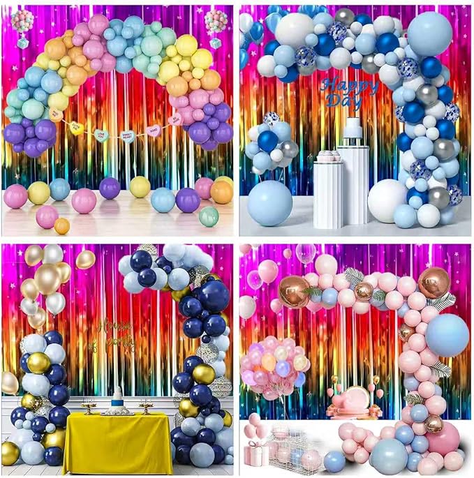 3 Pack Rainbow Backdrop Party Decorations Tinsel Curtain Party Backdrop Foil Fringe Birthday Decorations Photo Booth Streamer Rainbow Theme Bachelorette Graduation Party Decorations