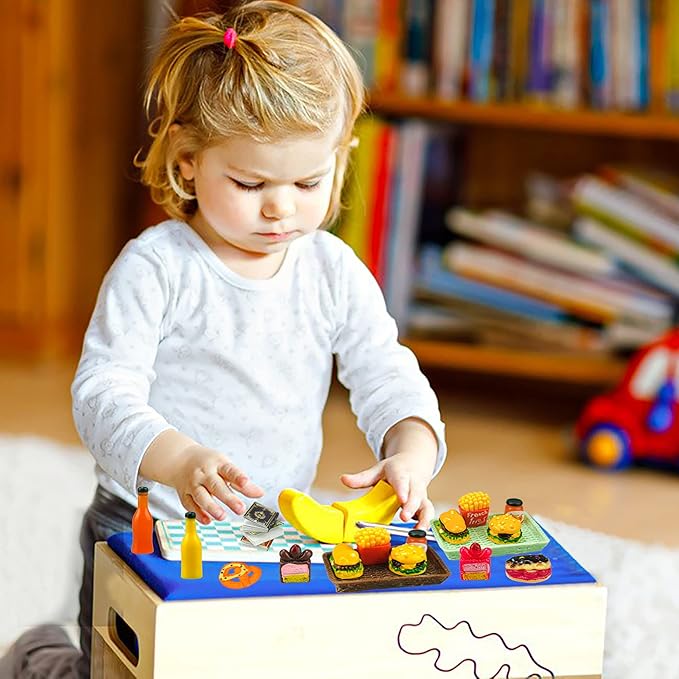 30 Pcs Miniature Food Drinks Laptop Computer Books Toys Dollhouse Miniature Furniture Plastic Table Fits Accessories Scale Dollhouse Playsets Girl Mini Drink Food Party