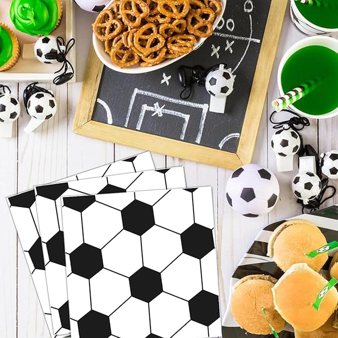 Oigco 60 PCS Soccer Party Decorations Soccer Plates and Napkins Tableware Set for Sports Theme Birthday Party Baby Shower Serves 20