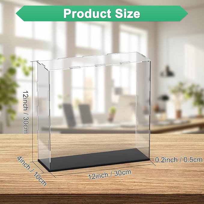 Clear Acrylic Display Case, 12 x 4 x 12 Inch Assemble Clear Acrylic Display Box Dustproof for Action Figures/Model/Statues/Collectibles/Doll/Toys/Home Storage