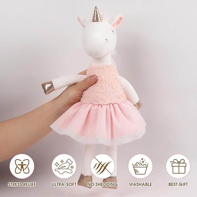 Unicorn Toys for Girls Age 4-6,16.5" Pink Unicorn Stuffed Animal for Girls Toy, Ballerina Plush Unicorn,Cute Stuffed Animal Birthday Decorations