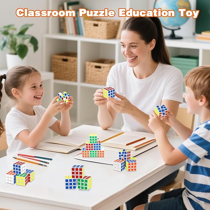 Mini Cube Puzzle Party Favors for Kids: 28 Pack 1.18in 3x3 Magic Cube School Rewards & Classroom Prize for Students - Birthday Valentines Easter Stress Relief Toys Goody Bag Filler Gifts