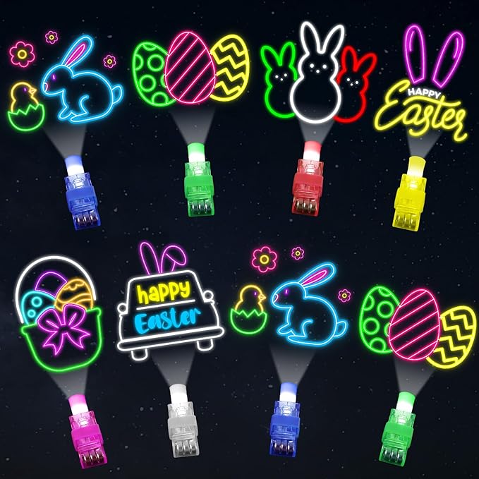 36Pcs Easter LED Finger Lights Bunny Egg Party Favors Glow in the Dark Light Up Finger Lights Themed Toys Bulk for Birthday Party Goodie Bag Stuffer Birthday Gifts Classroom Prize