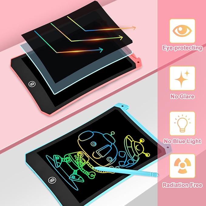 cimetech Toddler Easter Basket Stuffers, Girl Gifts LCD Writing Tablet 2 Pack, Kids Toys for 3 4 5 6 Year Old Boys, 8.5 Inch Drawing Pad Painting Coloring Books, Travel Essentials Activities