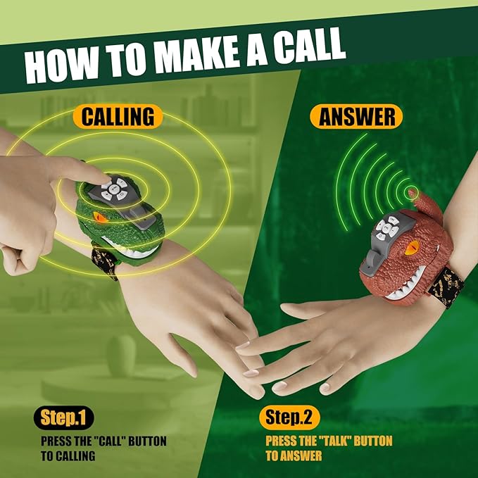 Dinosaur Walkie Talkies for Kids, Adjustable Volume, 500 Meters Range, Outdoor Adventure Toys for Boys & Girls 3-12 Years Old