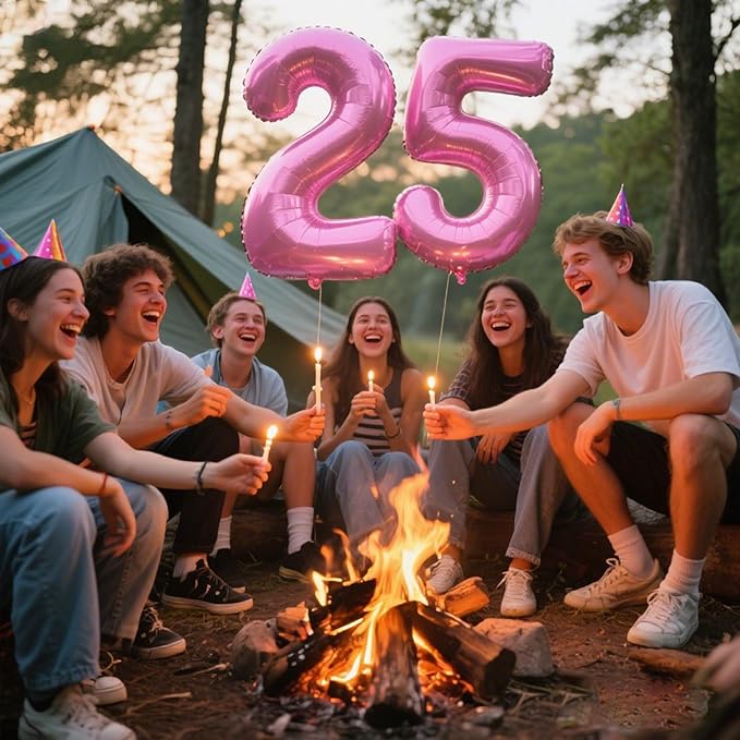 40 Inch Pink Number 25 Digital Balloon,Jumbo Mylar Foil Helium Balloon for 25 Balloons for Birthday Party,Wedding Anniversary Party Decorations