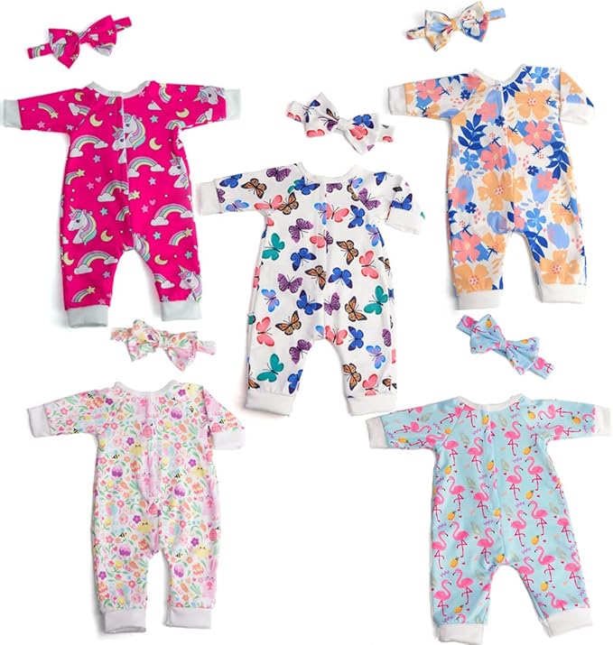 Baby Doll Accessories 5 Set Baby Doll Clothes and Headbands for 14-18 Inch Dolls, 10 PCs in Total