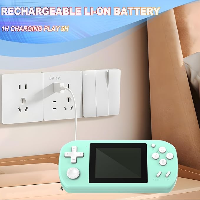 Great Boy Handheld Games for Kids with 218 Retro Video Game 3.0'' Color Screen Rechargeable Arcade Gaming Player,Birthday Xmas Gift (Cyan)