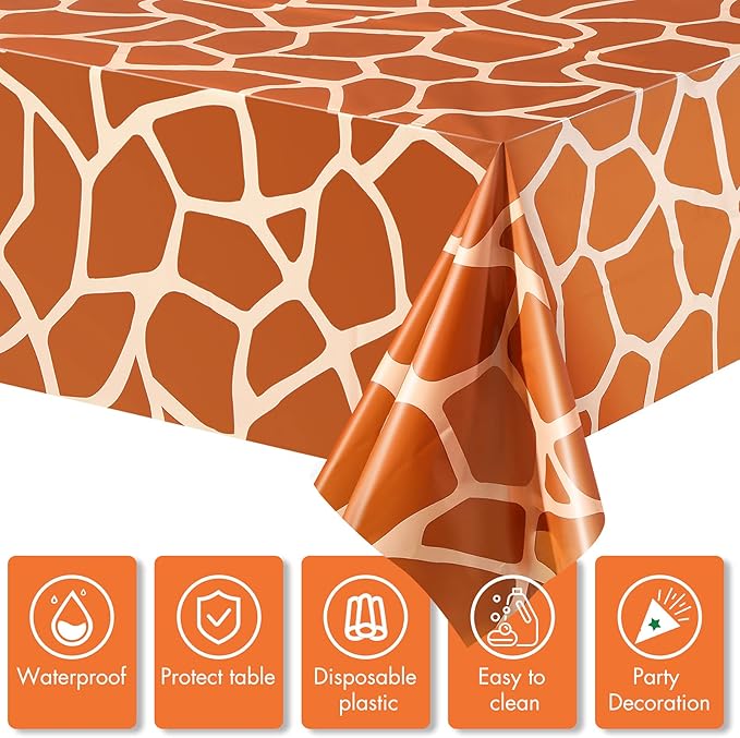 Animal Safari Tablecloth Jungle Animal Theme Tablecover Tiger Zebra Giraffe Print Table Cover Tropical Leaf Tablecloth Party Supplies for Jungle Safari Birthday Baby Showers (Leopard Style, 4 Pcs)