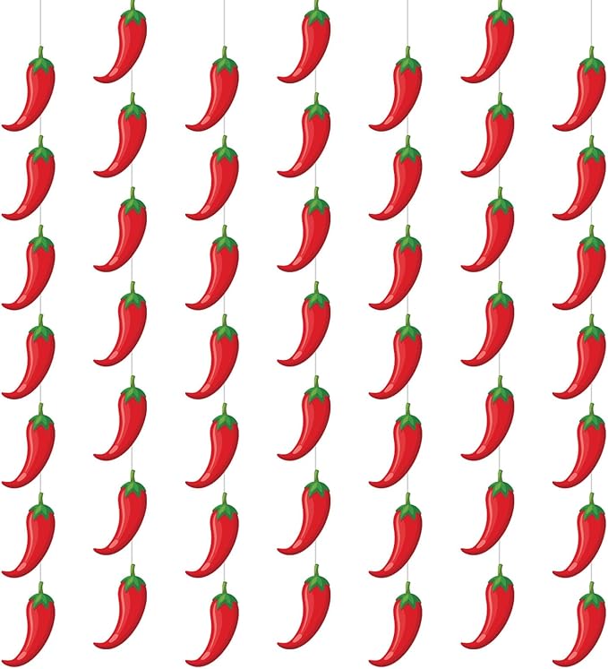 Frienda 8 Pcs Fiesta Cinco De Mayo Decorations Chili Pepper Garlands Fiesta Chili Cook off Hanging Banners Contest Tasting Competition Decor Mexican Kitchen Cook off Party Supplies(Red,Pepper)