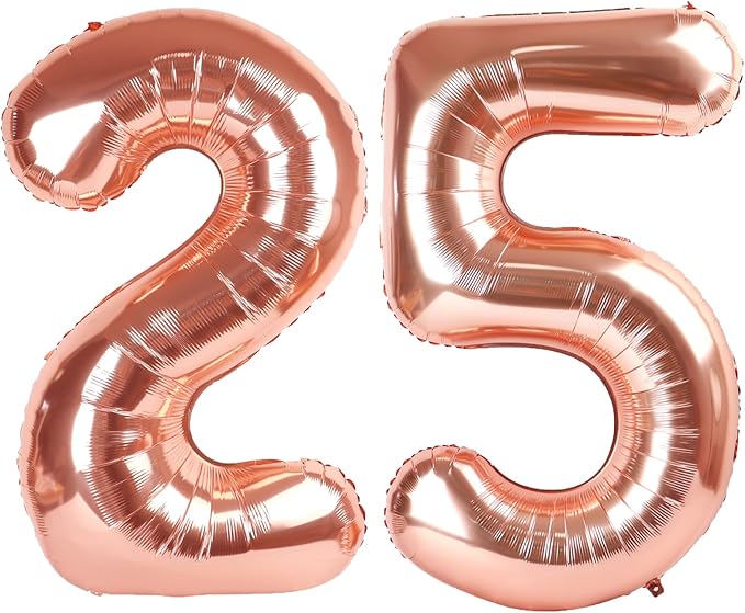 40 Inch Rose Gold Balloon Number 25 Balloon,Jumbo Mylar Foil Helium Balloon for 25 Digital Balloons for Birthday Party,Wedding Anniversary Party Decorations