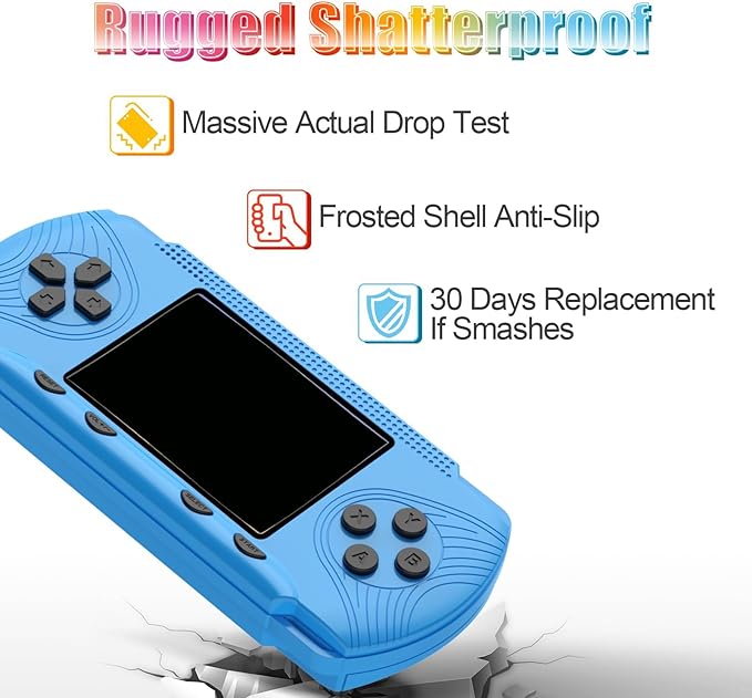 Handheld Games for Kids - Kids Video Game Player Preloaded 258 Retro Video Games, Portable Gaming Player with 3 Cartridges & 3" HD Screen Travel Electronic Toy Birthday Xmas Gift for Boys Kids 4-12