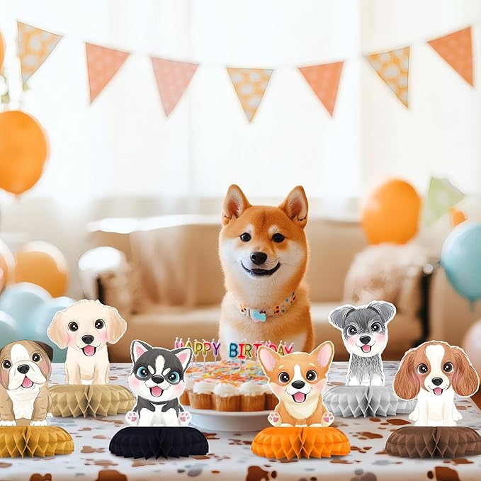 12 Pack Puppy Table Decorations - Puppy Party Decorations for Kids' Birthday and Baby Shower - Puppy Table Toppers