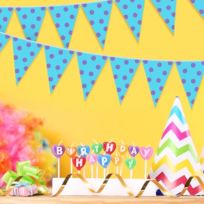 Tiamon 5 Pcs Blue Monster Cartoon Birthday Banner Decoration Purple and Blue Pennant Bunting 49.2 ft Monster Triangle Flag for Boy Cartoon Animation Birthday Baby Showers Party Decoration