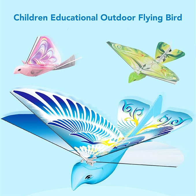 Flying RC Bird Toy 2.4GHz USB Charging LED Flapping Bird for Indoor Outdor (Green)
