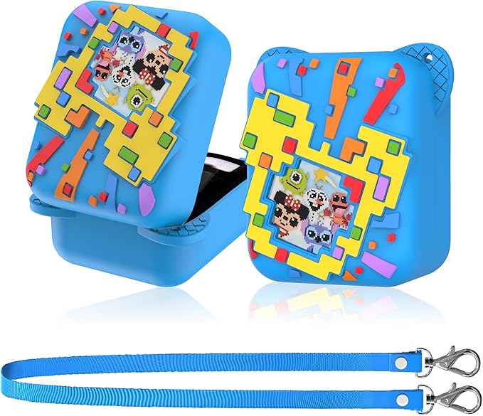Silicone Case for Bitzee Disney Interactive Toy, Anti-Scratch, Washable, Shockproof Silicone Protective Cover for Bitzee Disney Interactive Toy Electronic Pets Accessories with Lanyard - Blue