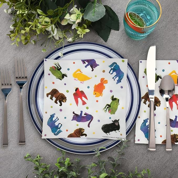 Eric Carle’s Brown Bear, Brown Bear, What Do You See? Luncheon Napkins - Party Supplies - Print Tableware - Print Napkins - Birthday - 16 Pieces
