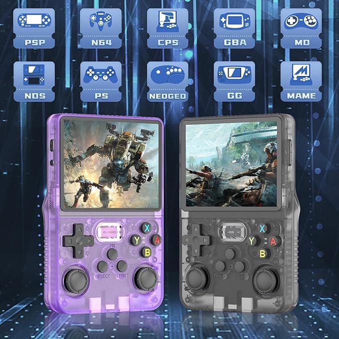 R36S Handheld Game Console, Preloaded with 15000+ Games (Purple)