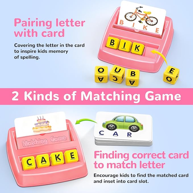 Educational Toys for 3-5 Year Old Girls Gifts, Matching Letter Game Preschool ABC Learning Toys for Kids Ages 4-8 Years, Christmas Birthday Gifts for Toddler Toys Age 2-4