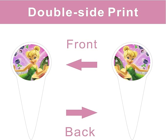 25Pcs Fairy Cartoon For Tinkerbell Cupcake Toppers,Inspired Cupcake Picks School Wizard Theme Birthday Party Cake Decorations Supplies.