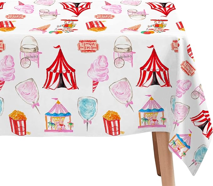 Circus Carnival Theme Party Tablecloth Decorations - Disposable Circus Party Decorations Tablecover, Carnival Table Cloth Circus Theme Table Decorations - 4 Pack (54in x 108in)