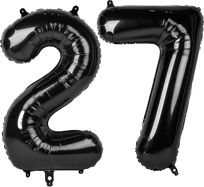 40 Inch Black Number 27 Digital Balloon,Jumbo Mylar Foil Helium Balloon for 27 Balloons for Birthday Party,Wedding Anniversary Party Decorations