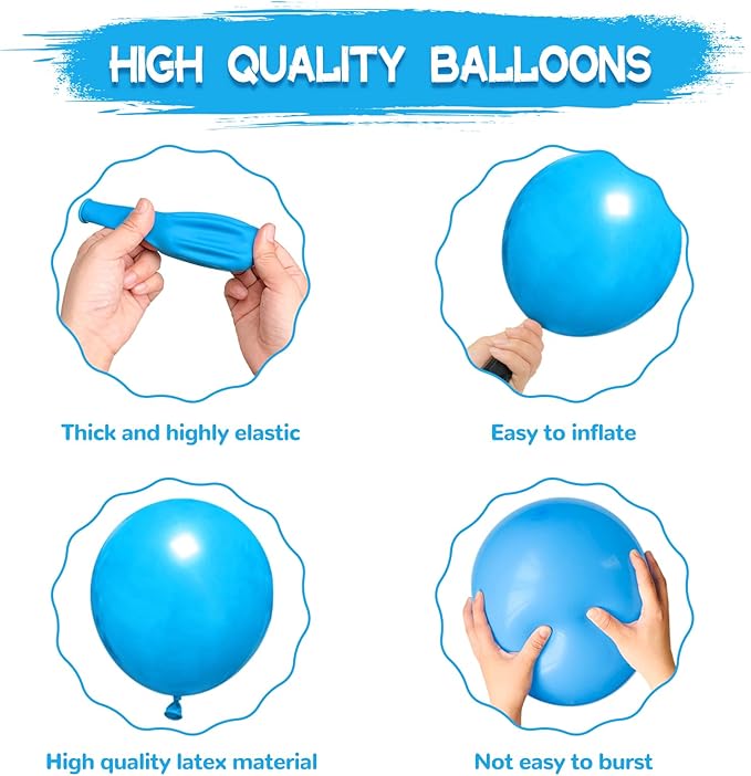 134Pcs Light Blue Balloons Different Sizes 5 10 12 18 Inch Light Blue Balloon Garland Arch Kit, Blue Latex Balloons for Birthday Wedding Baby Shower Party Decorations.