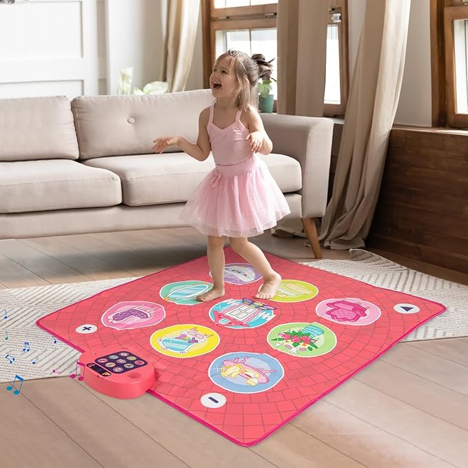 Costzon Dance Mat, Electronic Dance Pad Step Play Mat with 3 Game Modes, 5 Challenge Levels, 9 Keyboard Sounds, 9 Songs & Adjustable Volume, Musical Toy Birthday Xmas Gift for Girls Boys 3+ Years
