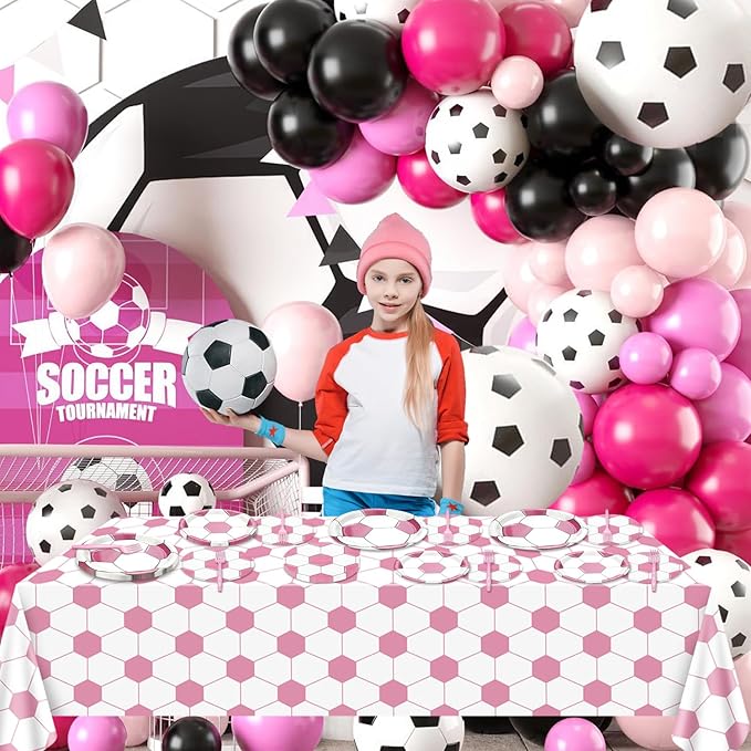 Soccer Party Decorations - 81 Pcs Party Supplies Including Soccer Plates, Napkins, Tablecloth for Kids Fan Sports Event Game Day Party Supplies, Serve 20