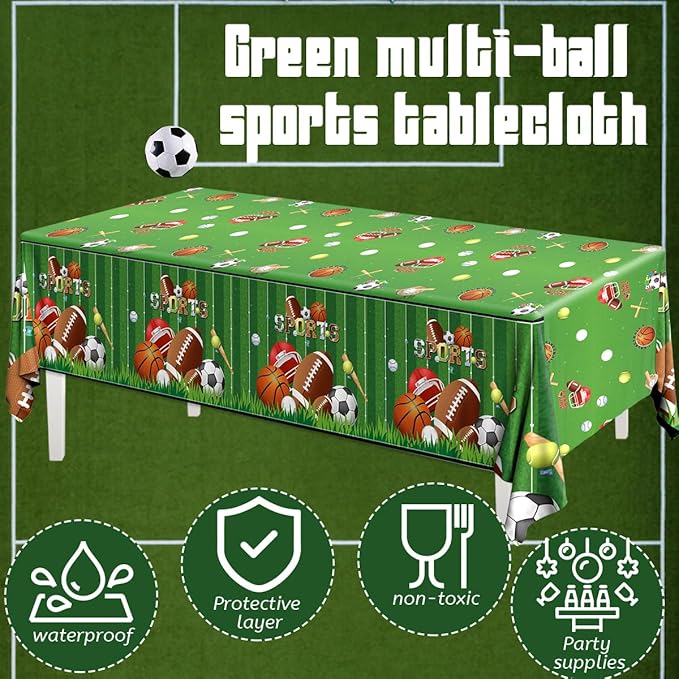 Sports Theme Birthday Party Supplies,3pcs Sports Plastic Tablecloths Disposable All Star Table Covers Soccer Basketball Baseball Football Theme Table Cloth Decoration
